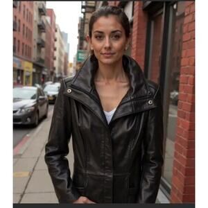 Jones New York Fitted Real Leather Jacket